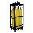 6-Pack Cradle with 4 Corner Casters CGA540 Oxygen w/Flex Pigtails Custom Imprint