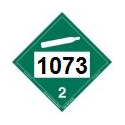 Hazmat Placard Rigid VinylUN1073 Green Non-Flammable Gas  Graphic, Class 2