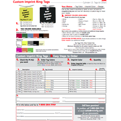 Custom Imprint Ring Tags Order Form