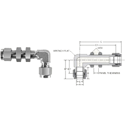 Tube Fitting Bulkhead Union Elbow