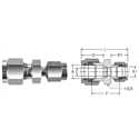 SS Tube Fitting Reducing Union, 5/16 Tube OD x 1/4 Tube OD