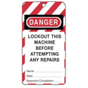 STYRENE LOCKOUT TAGS - NOT GROMMETTED, I Pack of 25 w/ Reverse Option 1