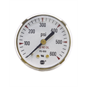 Gauge for Dewar, 600PSI, 1/4" NPT, Rear Mount Pressure Gauge - Dual PSI & KPA