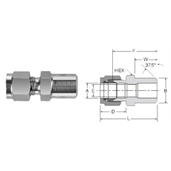 SS Tube Fitting Male Pipe Weld Connector, 1/4 Tube OD x 1/4 Pipe Size
