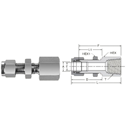 Brass Tube Fitting Bulkhead Female NPT Connector, 3/8 Tube OD x 1/2 NPT
