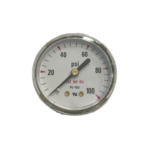 Dewar Gauge, 2" Dial, 0100 PSI Back Mount 1/4" NPT Cleaned for Oxygen